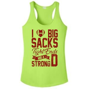 I Love Big Sacks Tight End And A Strong D Funny Sport Ladies PosiCharge Competitor Racerback Tank