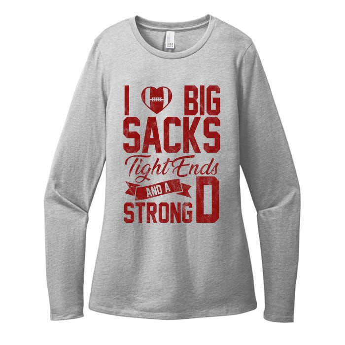 I Love Big Sacks Tight End And A Strong D Funny Sport Womens CVC Long Sleeve Shirt