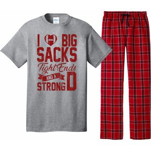 I Love Big Sacks Tight End And A Strong D Funny Sport Pajama Set