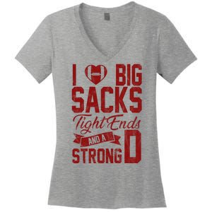 I Love Big Sacks Tight End And A Strong D Funny Sport Women's V-Neck T-Shirt