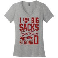 I Love Big Sacks Tight End And A Strong D Funny Sport Women's V-Neck T-Shirt