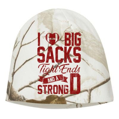 I Love Big Sacks Tight End And A Strong D Funny Sport Kati - Camo Knit Beanie