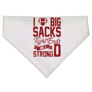 I Love Big Sacks Tight End And A Strong D Funny Sport USA-Made Doggie Bandana