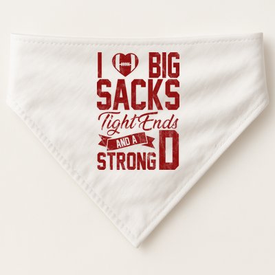 I Love Big Sacks Tight End And A Strong D Funny Sport USA-Made Doggie Bandana