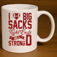 I Love Big Sacks Tight End And A Strong D Funny Sport 11oz C Handle Ceramic Mug