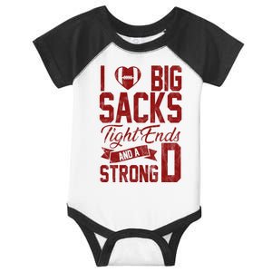 I Love Big Sacks Tight End And A Strong D Funny Sport Infant Baby Jersey Bodysuit