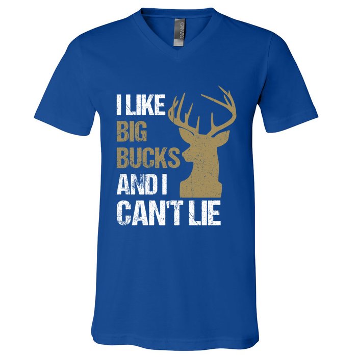 I Like Big Bucks And I Cannot Lie Funny Deer Hunting Father Great Gift V-Neck T-Shirt