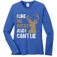 I Like Big Bucks And I Cannot Lie Funny Deer Hunting Father Great Gift Ladies Long Sleeve Shirt