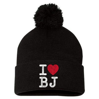 I Love Bj Beijing China Bj Pom Pom 12in Knit Beanie