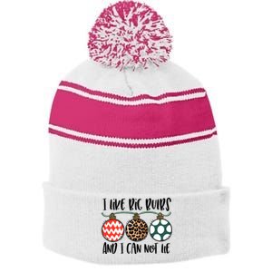 I Like Big Bulbs And I Can Not Lie Bells Funny Christmas Gift Stripe Pom Pom Beanie