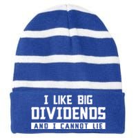 I Like Big Dividends Investor Stock Market Capitalism Gift Striped Beanie with Solid Band