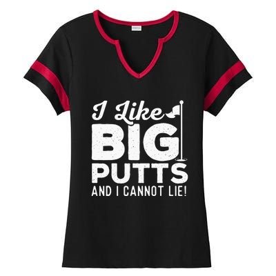 I Like Big Putts And I Cannot Lie retro Golf Lover Hobby Ladies Halftime Notch Neck Tee