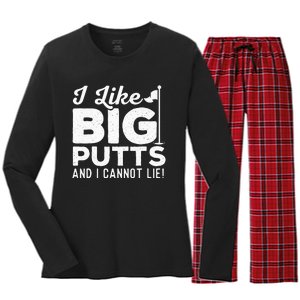 I Like Big Putts And I Cannot Lie retro Golf Lover Hobby Women's Long Sleeve Flannel Pajama Set 