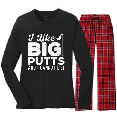 I Like Big Putts And I Cannot Lie retro Golf Lover Hobby Women's Long Sleeve Flannel Pajama Set 