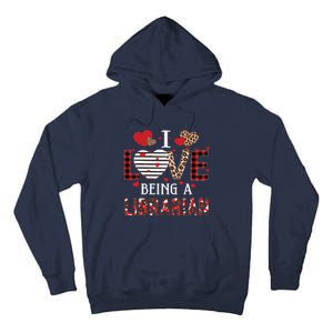 I Love Being A Librarian Red Plaid Hearts Valentines Tall Hoodie