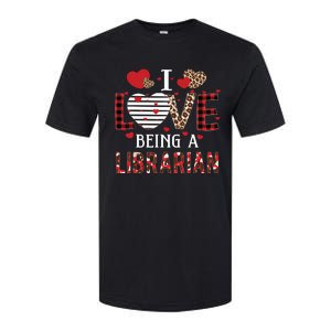 I Love Being A Librarian Red Plaid Hearts Valentines Softstyle CVC T-Shirt