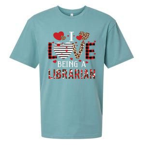 I Love Being A Librarian Red Plaid Hearts Valentines Sueded Cloud Jersey T-Shirt