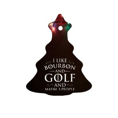 I Like Bourbon Golf Lover Golfing Golfer Putter Ceramic Tree Ornament