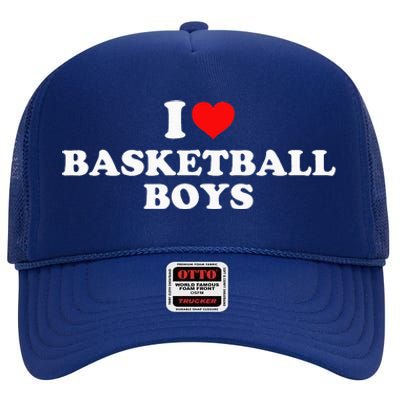 I Love Basketball High Crown Mesh Back Trucker Hat