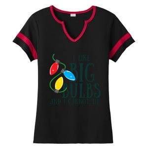 I Like Big Bulbs And I Cannot Lie Funny Christmas Gift Ladies Halftime Notch Neck Tee