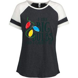 I Like Big Bulbs And I Cannot Lie Funny Christmas Gift Enza Ladies Jersey Colorblock Tee