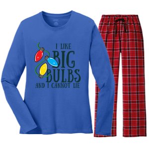 I Like Big Bulbs And I Cannot Lie Funny Christmas Gift Women's Long Sleeve Flannel Pajama Set 