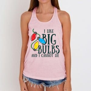 I Like Big Bulbs And I Cannot Lie Funny Christmas Gift Women's Knotted Racerback Tank