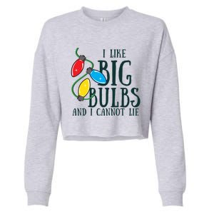 I Like Big Bulbs And I Cannot Lie Funny Christmas Gift Cropped Pullover Crew