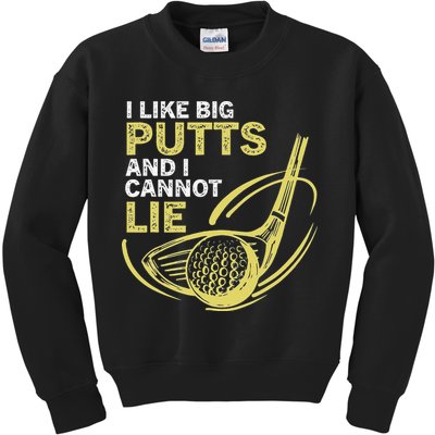 I Like Big Putts And I Cannot Lie Vintage Saying Golf Kids Sweatshirt