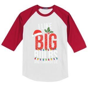 I Like Big Bulbs And Cannot Lie Funny Christmas Gift Great Gift Kids Colorblock Raglan Jersey