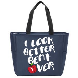 I Look Better Bent Over Funny Peach Zip Tote Bag