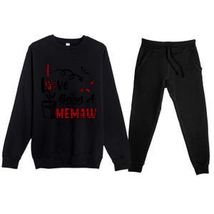 I Love Being A Memaw Cute Hearts Funny Gift For Memaw Cool Gift Premium Crewneck Sweatsuit Set