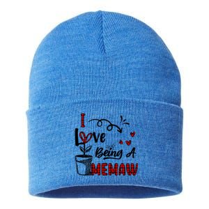 I Love Being A Memaw Cute Hearts Funny Gift For Memaw Cool Gift Sustainable Knit Beanie