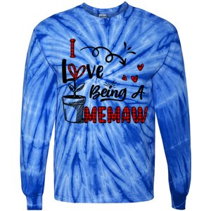 I Love Being A Memaw Cute Hearts Funny Gift For Memaw Cool Gift Tie-Dye Long Sleeve Shirt