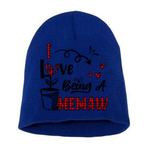 I Love Being A Memaw Cute Hearts Funny Gift For Memaw Cool Gift Short Acrylic Beanie