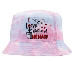 I Love Being A Memaw Cute Hearts Funny Gift For Memaw Cool Gift Tie-Dyed Bucket Hat