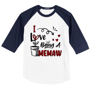 I Love Being A Memaw Cute Hearts Funny Gift For Memaw Cool Gift Baseball Sleeve Shirt