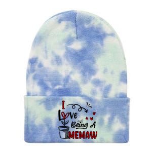 I Love Being A Memaw Cute Hearts Funny Gift For Memaw Cool Gift Tie Dye 12in Knit Beanie