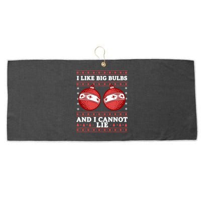 I Like Big Bulbs And I Cannot Lie Ugly Christmas Sweater Gift Large Microfiber Waffle Golf Towel
