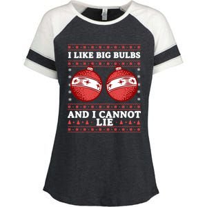 I Like Big Bulbs And I Cannot Lie Ugly Christmas Sweater Gift Enza Ladies Jersey Colorblock Tee