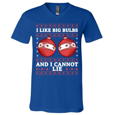 I Like Big Bulbs And I Cannot Lie Ugly Christmas Sweater Gift V-Neck T-Shirt