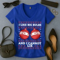 I Like Big Bulbs And I Cannot Lie Ugly Christmas Sweater Gift Women's V-Neck T-Shirt