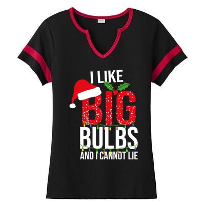 I Like Big Bulbs And Cannot Lie Christmas Light Decorator Gift Ladies Halftime Notch Neck Tee