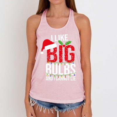 I Like Big Bulbs And Cannot Lie Christmas Light Decorator Gift Women's Knotted Racerback Tank