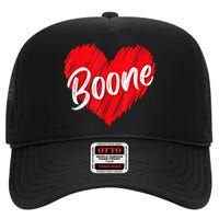 I Love Boone Heart Personalized Name Boone High Crown Mesh Back Trucker Hat