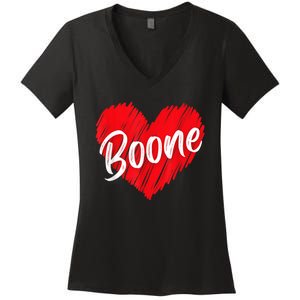 I Love Boone Heart Personalized Name Boone Women's V-Neck T-Shirt