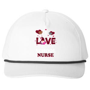 I Love Being A School Nurses Teacher Valentines Day Gnome Gift Snapback Five-Panel Rope Hat