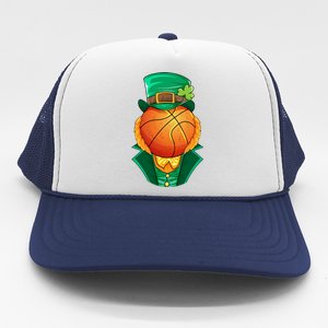 Irish Leprechaun Basketball St Patricks Day Shamrock Lucky Gift Trucker Hat