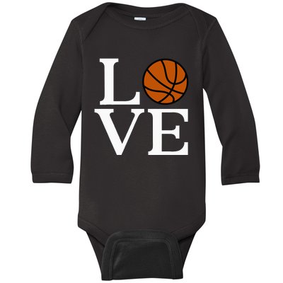 I Love Basketball Baby Long Sleeve Bodysuit