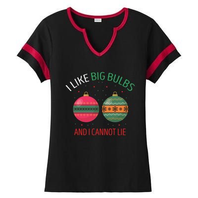 I Like Big Bulbs And I Cannot Lie Christmas Couples Present Gift Ladies Halftime Notch Neck Tee